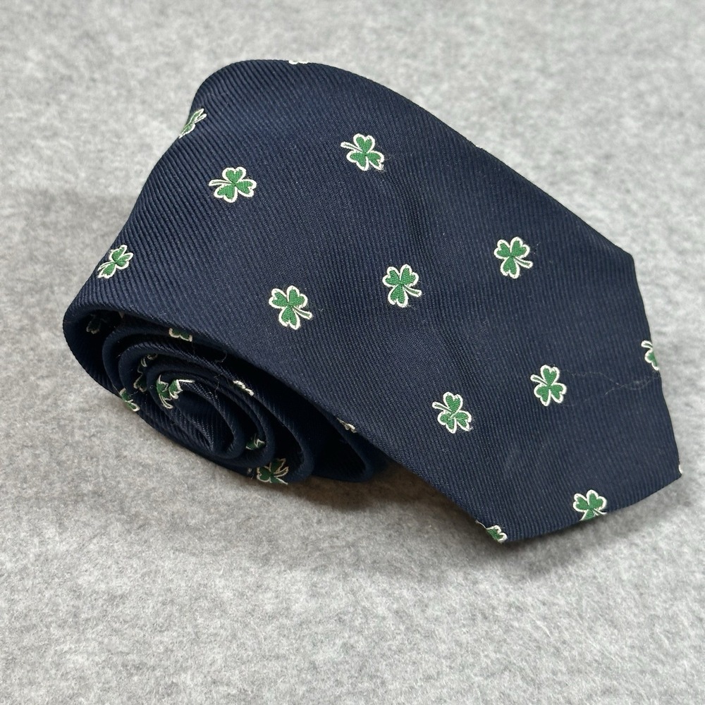 Vintage Sullivan Shamrock Clover Necktie Navy‎ Irish St Patricks Day 55x3.4